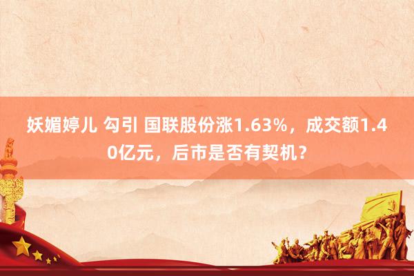 妖媚婷儿 勾引 国联股份涨1.63%，成交额1.40亿元，后市是否有契机？
